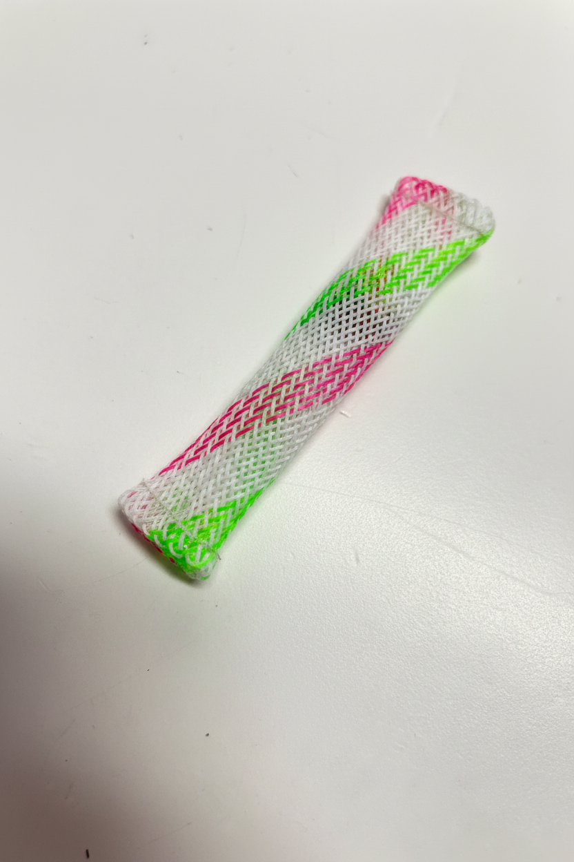 White pink green tube angled